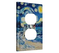 Winter Husky Plaques de protection pour interrupteur de lumière, motif chien à pois bleus pour décoration d'intérieur, plaques murales en thermoplastique, prise duplex simple de taille standard