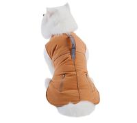 Winter Jacket, Dog Winter Vest, Warm Dog Coat, Cotton Dog Clothes, Puppy Winter Outfit, Winter Jacket for Small Medium Dogs Cotton Fabric Windproof Winter Vest Dog Coats for Cold Weather, Brown, Black