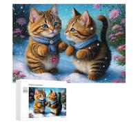 Winter Kitten Adventure, Puzzle pour Adultes, 300 PCS | Un loisir d'intérieur concentré - une méthode de montage claire à la maison.