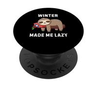 Winter Made Me Lazy Cute Sloth Design Amusant et Confortable PopSockets PopGrip Adhésif