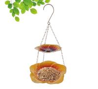 Winter Metal Bird Feeder - 15.74 inches Double-Layer Design with Flower-Shaped Tray | Durable Outdoor and Indoor Feeding Solution for Finches, Parrots and Pet Birds - Elegant Garden Aviary Decor