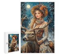 Winter Moonlit Deer Encounter Puzzle 1000 Pièces Educa Jouet en Bois Cadeau Unique Décoration Intérieure Jeu Éducatif Challenge Toy Adultes Et Enfants À Partir De 14 Ans 1000 PCS