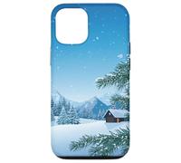 Winter Mountain - Forêt de pins enneigés, esthétique de la Coque pour iPhone 12/12 Pro