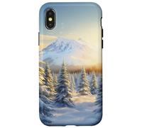 Winter Mountain - Forêt de pins enneigés, esthétique de la Coque pour iPhone X/XS