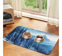 Winter Mountain Tapis d'alimentation pour animal domestique 30 x 45 cm, tapis absorbant pour gamelle d'eau et de nourriture, en cuir PU, tapis imperméable à séchage rapide, sans taches