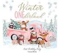 Winter Onederland First Birthday Party Guest Book: With Gift Log And Thank You Tracker - Pink Gold Woodland Edition