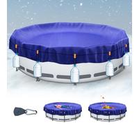 Winter Pool Cover Round 4.6 m Summer and Winter Pool Cover Durable Tarpaulin 200 g/m² avec tendeur et Corde Protective Cover for Swimming Pools 420-460 cm Protection Chlorine and UV Resistant