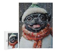 Winter Pug in Hat Puzzle 1000 Pièces Educa Jouet en Bois Cadeau Unique Décoration Intérieure Jeu Éducatif Challenge Toy Adultes Et Enfants À Partir De 14 Ans 500 PCS