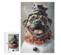 Winter Pug in Snow Hat Puzzle 1000 Pièces Educa Jouet en Bois Cadeau Unique Décoration Intérieure Jeu Éducatif Challenge Toy Adultes Et Enfants À Partir De 14 Ans 1000 PCS