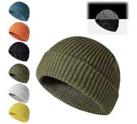 Winter Reflective Beanie Hats for Women Men,Reflective Fishing Warm Knitted Beanie Hat for Running Dog Walking Cycling (Vert)