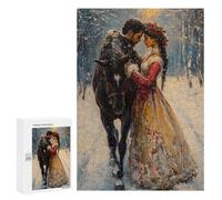 Winter Romance with Horse Puzzle 1000 Pièces Educa Jouet en Bois Cadeau Unique Décoration Intérieure Jeu Éducatif Challenge Toy Adultes Et Enfants À Partir De 14 Ans 300 PCS