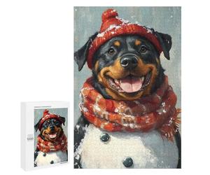 Winter Rottweiler Portrait Puzzle 1000 Pièces Educa Jouet en Bois Cadeau Unique Décoration Intérieure Jeu Éducatif Challenge Toy Adultes Et Enfants À Partir De 14 Ans 1000 PCS