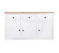 “Winter Sale""TOP Armoire/Cabinet à tiroirs Blanc - Buffet Blanc 135x40x80cm Pin solide Gamme Panama PRO84355