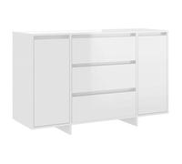 “Winter Sale""TOP Armoire/Cabinet à tiroirs Blanc - Buffet et 3 tiroirs Blanc brillant 120x41x75cm - bois ingénierie PRO52717