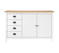 “Winter Sale""TOP Armoire/Cabinet à tiroirs Blanc - Buffet Hill Blanc 130x40x80cm - bois de pin solide PRO29425