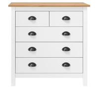 “Winter Sale""TOP Armoire/Cabinet à tiroirs Blanc - Buffet Hill Blanc 79x40x80cm - bois de pin solide PRO34556