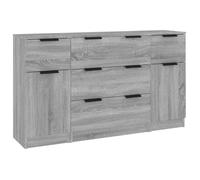 “Winter Sale""TOP Armoire/Cabinet à tiroirs Gris - Ensemble de buffets 3 pcs Sonoma gris Bois d'ingénierie PRO70187