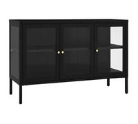 “Winter Sale""TOP Armoire/Cabinet à tiroirs Noir - Buffet Noir 105x35x70cm Acier et verre PRO31981
