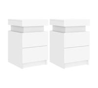 “Winter Sale""TOP Armoire de lit Blanc - Tables de chevet avec lumières LED 2 pcs blanc 35x39x55cm PRO58049