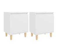 “Winter Sale""TOP Armoire de lit Blanc - Tables de chevet avec pieds en bois 2 pcs Blanc 40x30x50cm PRO92916