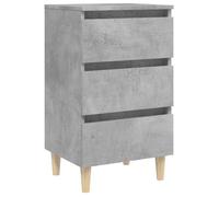 “Winter Sale""TOP Armoire de lit Gris - Table de chevet avec pieds en bois solide gris béton 40x35x69cm PRO68274