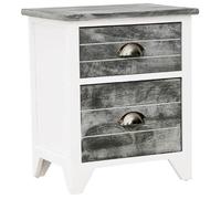 “Winter Sale""TOP Armoire de lit Gris - Table de chevet Gris et blanc 38x28x45cm - bois de Paulownia PRO34384