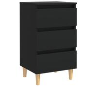 “Winter Sale""TOP Armoire de lit Noir - Table de chevet avec pieds en bois noir 40x35x69cm PRO66073