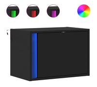 “Winter Sale""TOP Armoire de lit Noir - Table de chevet murale avec lumières LED noir PRO24917