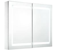 “Winter Sale""TOP Armoire de salle de bain Blanc - Armoire de salle de bain à miroir LED 80x12,2x68cm PRO82564