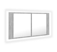 “Winter Sale""TOP Armoire de salle de bain Gris - Armoire de salle de bain à miroir LED Gris béton Acrylique PRO22610