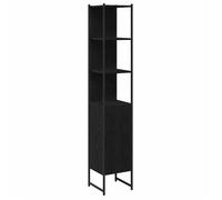 “Winter Sale""TOP Armoire de salle de bain Noir - Cabinet de salle de bain Chêne noir 33x33x185,5cm PRO50186
