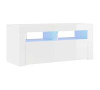 “Winter Sale""TOP Armoire TV classique Blanc - Meuble TV avec lumières LED blanc brillant 90x35x40cm PRO41712