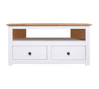 “Winter Sale""TOP Armoire TV classique Blanc - Meuble TV d'angle Blanc 93x49x49cm Pin Assortiment Panama PRO90439