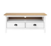 “Winter Sale""TOP Armoire TV classique Blanc - Meuble TV Hill Range Blanc 110x40x47cm - bois de pin solide PRO81039