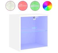 “Winter Sale""TOP Armoire TV classique Blanc - Table de chevet murale avec lumières LED blanc PRO60264