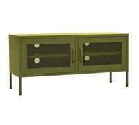 “Winter Sale""TOP Armoire TV classique Vert - Meuble TV Vert olive 105x35x50cm Acier PRO21967