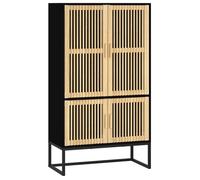 “Winter Sale""TOP Buffet bahut Noir - Buffet haut noir 70x35x125cm - bois d'ingénierie PRO70707