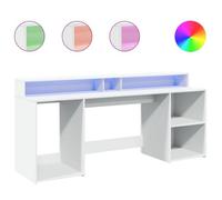 “Winter Sale""TOP Bureau moderne, compact Blanc - Bureau avec lumières LED blanc 200x55x91cm - bois d'ingénierie PRO75411