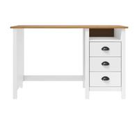 “Winter Sale""TOP Bureau moderne compact Blanc - Bureau Hill avec 3 tiroirs 120x50x74cm Pin solide PRO92913