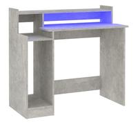 “Winter Sale""TOP Bureau moderne compact Gris - Bureau et lumières LED Gris béton 97x45x90cm - bois d'ingénierie PRO75172