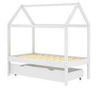 “Winter Sale""TOP Cadre de lit enfant Blanc - Cadre de lit d'enfant avec un tiroir Blanc Pin massif 70x140cm PRO23832