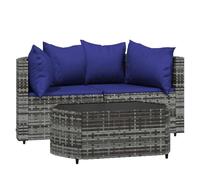 “Winter Sale""TOP Canapé de jardin Gris - Salon de jardin 3 pcs avec coussins Gris Résine tressée PRO68602