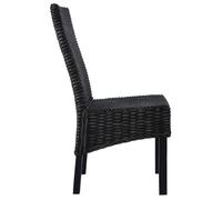 “Winter Sale""TOP Chaise de cuisine Noir - Chaises à manger lot de 2 noir rotin kubu et bois d'acajou PRO45144