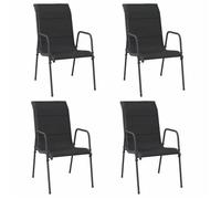 “Winter Sale""TOP Chaise de jardin Noir - Chaises de jardin 4 pcs Acier et textilène Noir PRO64925