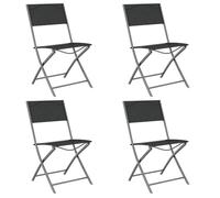 “Winter Sale""TOP Chaise de jardin Noir - Chaises d'extérieur pliables lot de 4 Noir Acier et textilène PRO82497