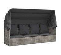 “Winter Sale""TOP Chaise longue terrasse Gris - Lit de salon d'extérieur toit et coussins Gris Résine tressée PRO99233