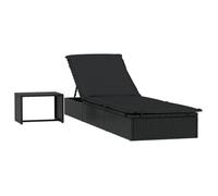 “Winter Sale""TOP Chaise longue terrasse Noir - Transat 1 pc avec table noir résine tressée PRO94713