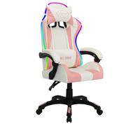 “Winter Sale""TOP Chaise pivotante de bureau Rose - Fauteuil de jeux vidéo avec LED RVB Rose et noir Similicuir PRO66704