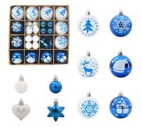 “Winter Sale""TOP Décoration de Noël Bleu - Ensemble de Boules de Noël 40 pcs Bleu et Blanc Plastique PRO54797