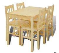 “Winter Sale""TOP Ensemble de salle à manger a un design sobre et élégant Brun - Table de salle à manger en bois avec 4 chaises Natur